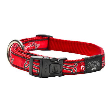 Rogz Red Bone Dog Collar - RED BONE M